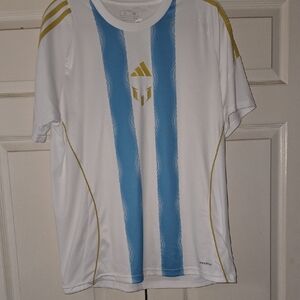 Adidas Men's White and Sky Blue Jersey